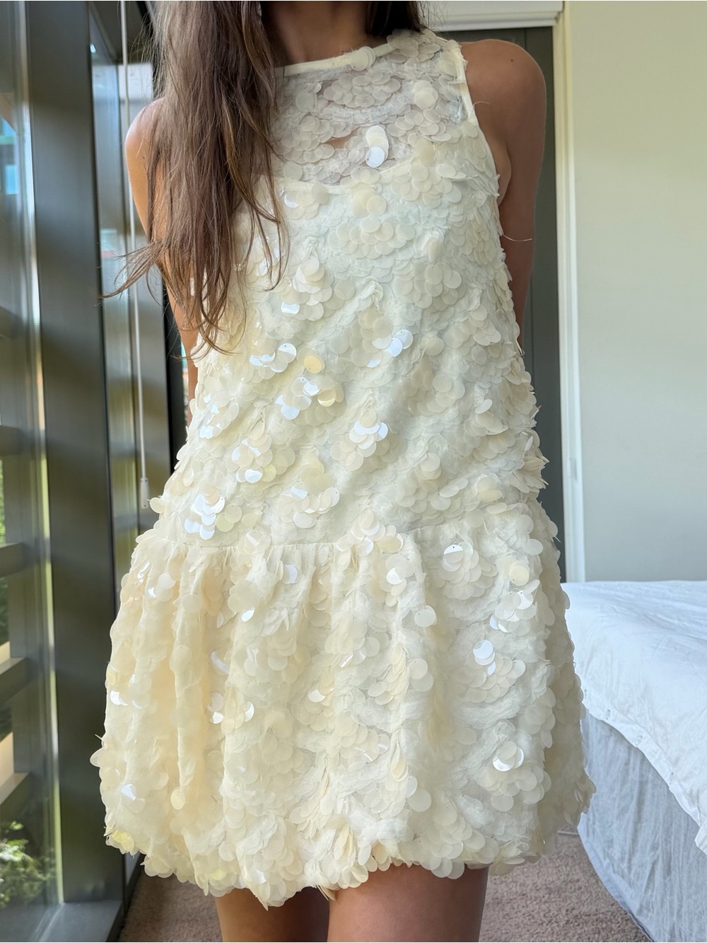 En Saison Cream Sequin Dress